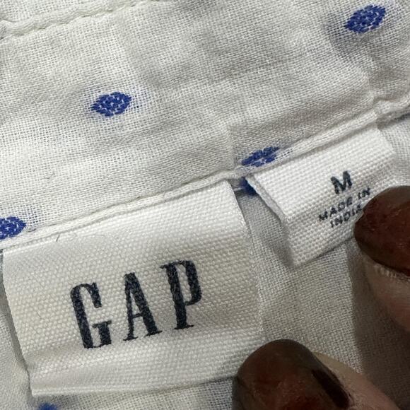 GAP Shirt Womens Medium Blue White Long Sleeve Button Tunic Pocket Top - Picture 6 of 7